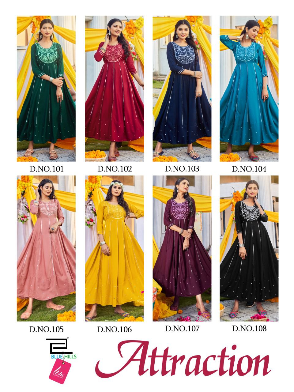 Blue Hills Attraction 1 Fancy Heavy Festive Wear Anarkali Long Kurti Collection